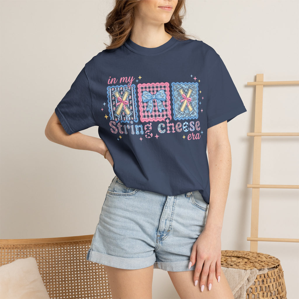 In My String Cheese Era Bow Shirt, Pastel Coquette Snack Tee, Funny Cheese Lover Shirt, Cute Gift