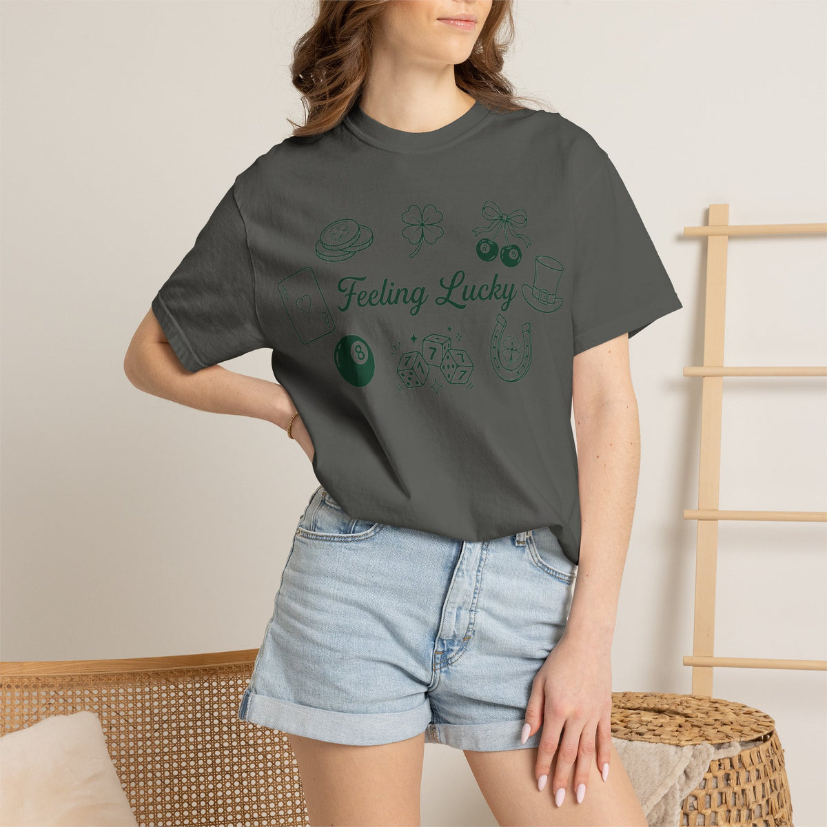 Feeling Lucky Wide Charms Shirt, St Patricks Clover Dice Tee, Green Luck Shirt, Irish Gift