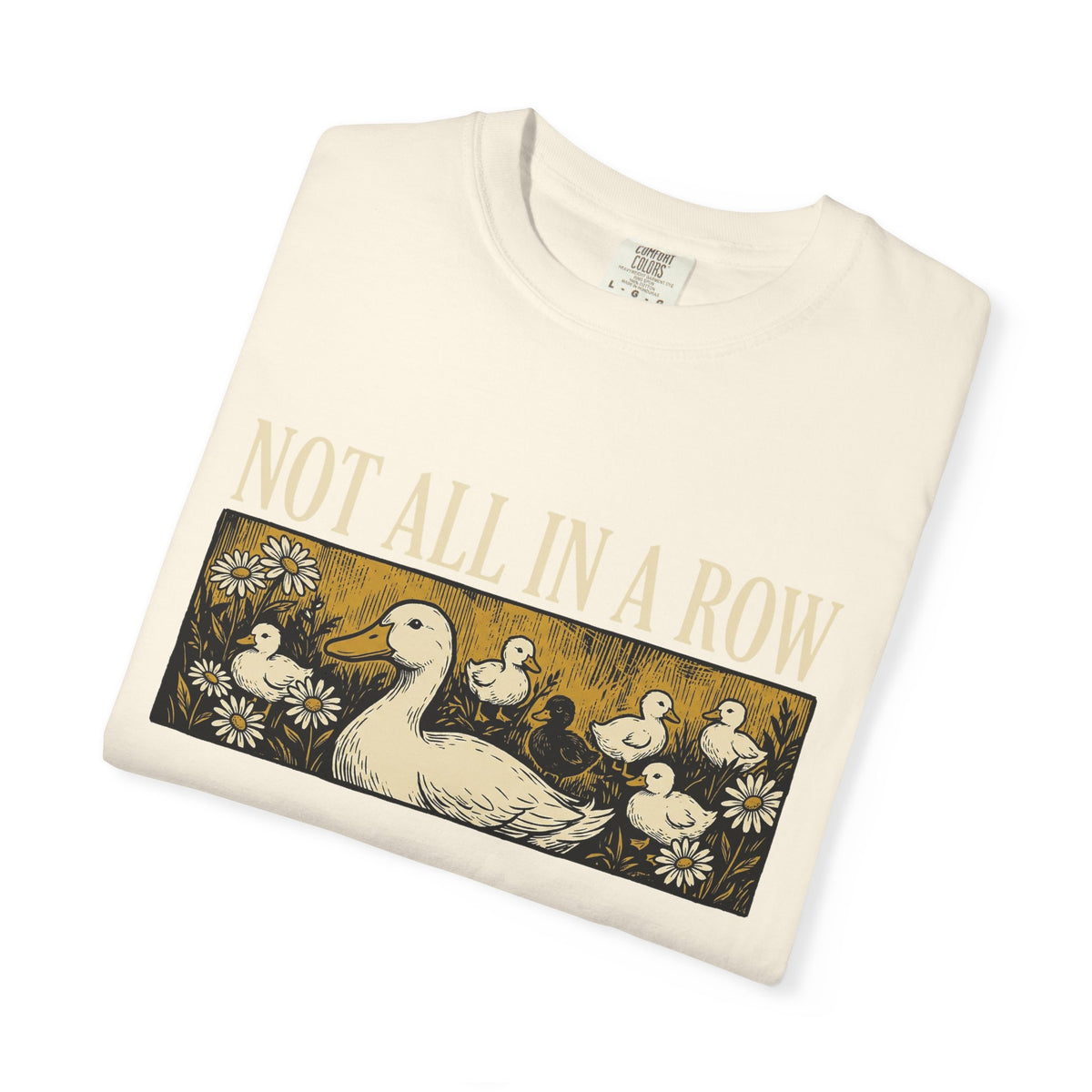 Not All In A Row Gold Panel Shirt, Woodcut Duck Family Tee, Folk Art Duck Shirt, Funny Gift