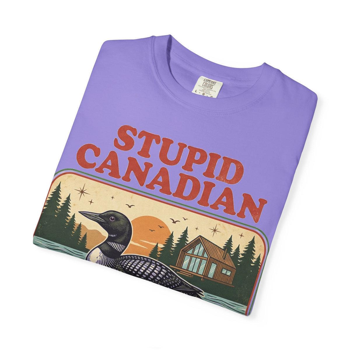 Stupid Canadian Wolf-Bird Shirt, Retro Loon Lake Badge Tee, Funny Canada Cabin Shirt, Lake Life Gift