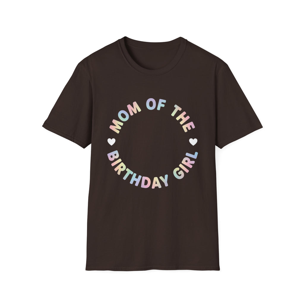 Mom of the Birthday Girl T-Shirt — Pastel Circle Birthday Mom Tee