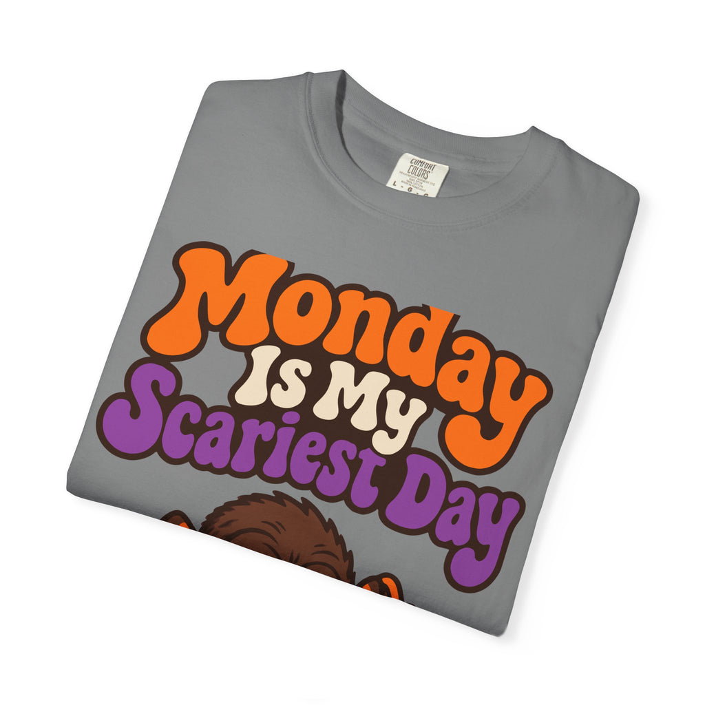 Monday Is My Scariest Day Halloween Shirt, Funny Spider Coffee Tee, Retro Spooky Humor