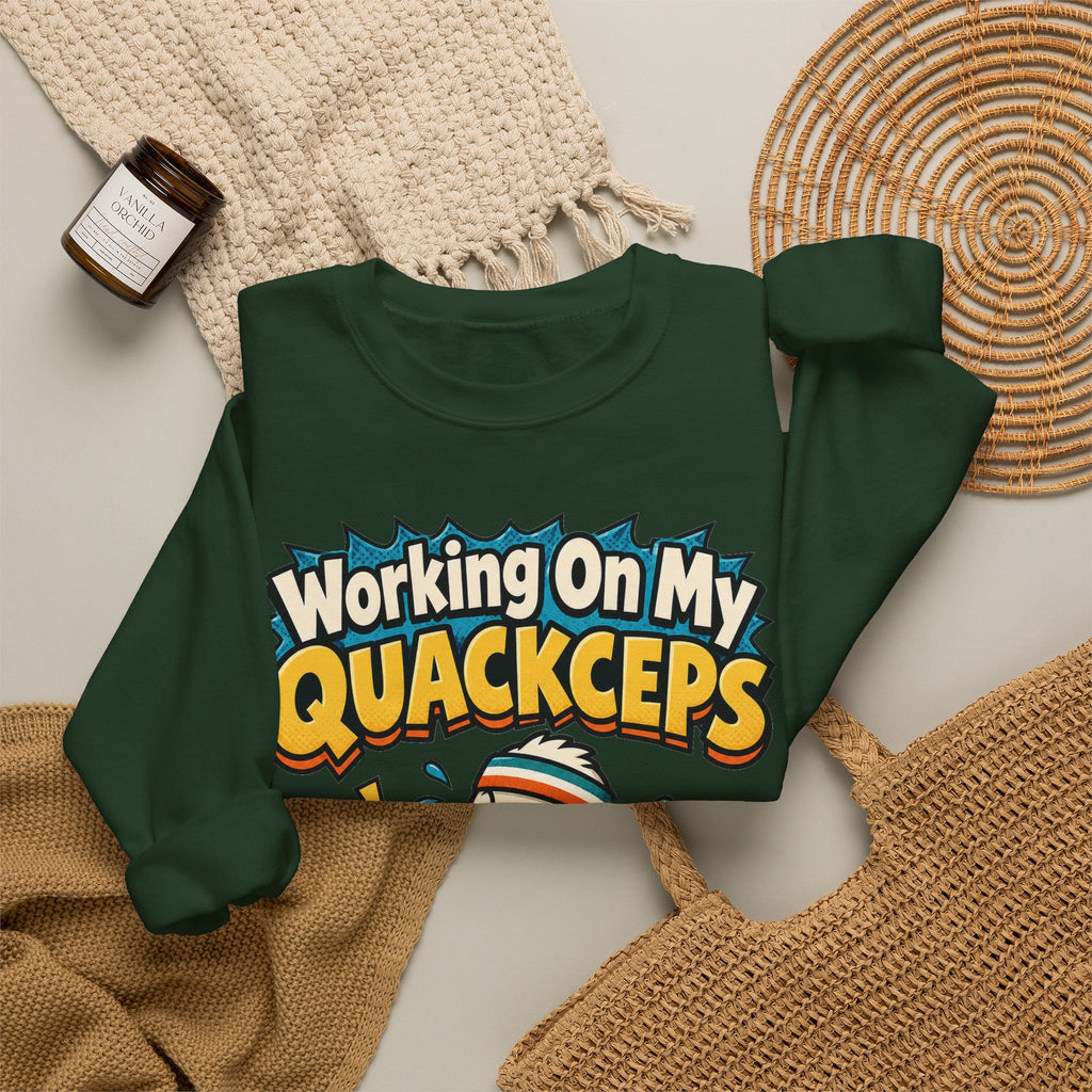 funny gym Sweatshirt Working On My Quackceps Sweatshirt, Funny Graphic Sweatshirt,