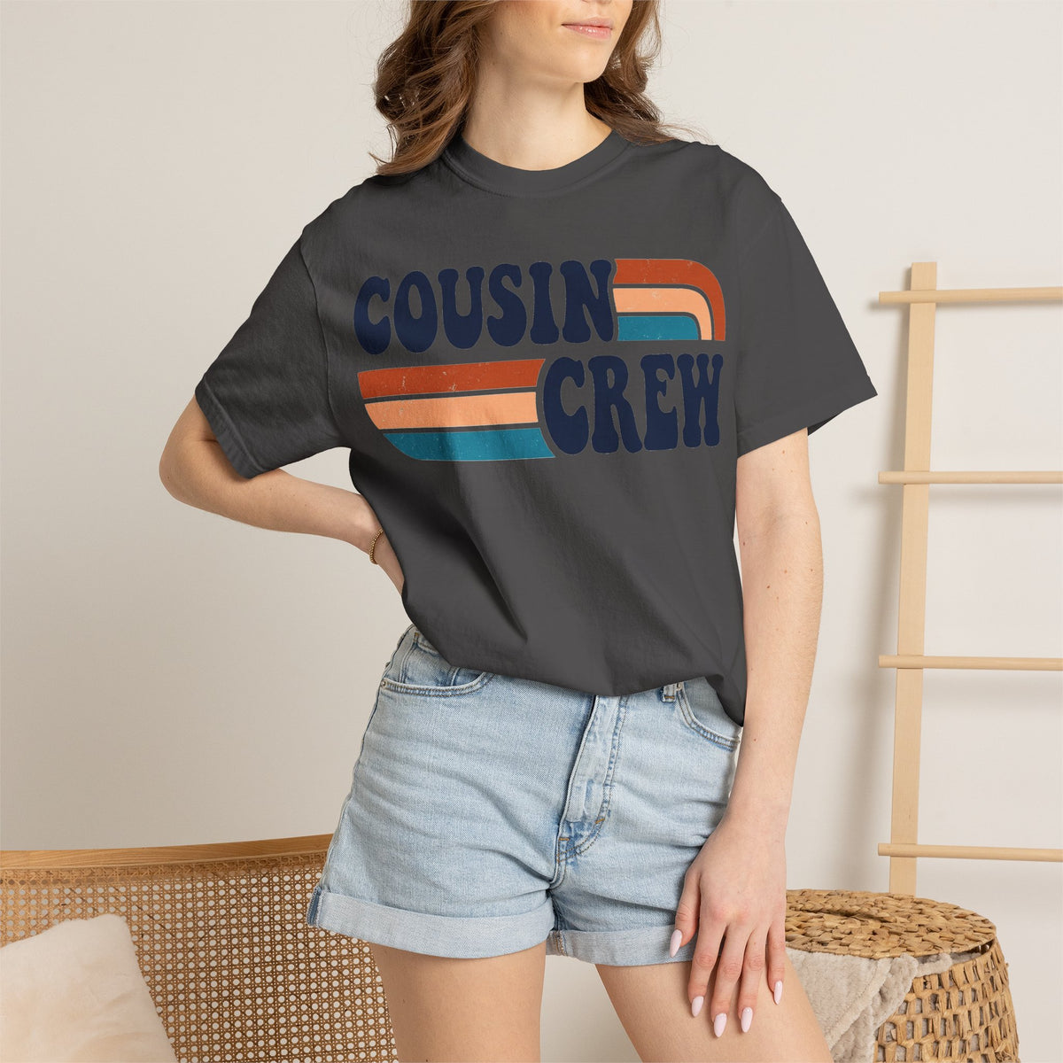 Cousin Crew Rainbow Stripe Shirt, Retro Family Reunion Tee, Matching Cousins Shirt, Family Gift