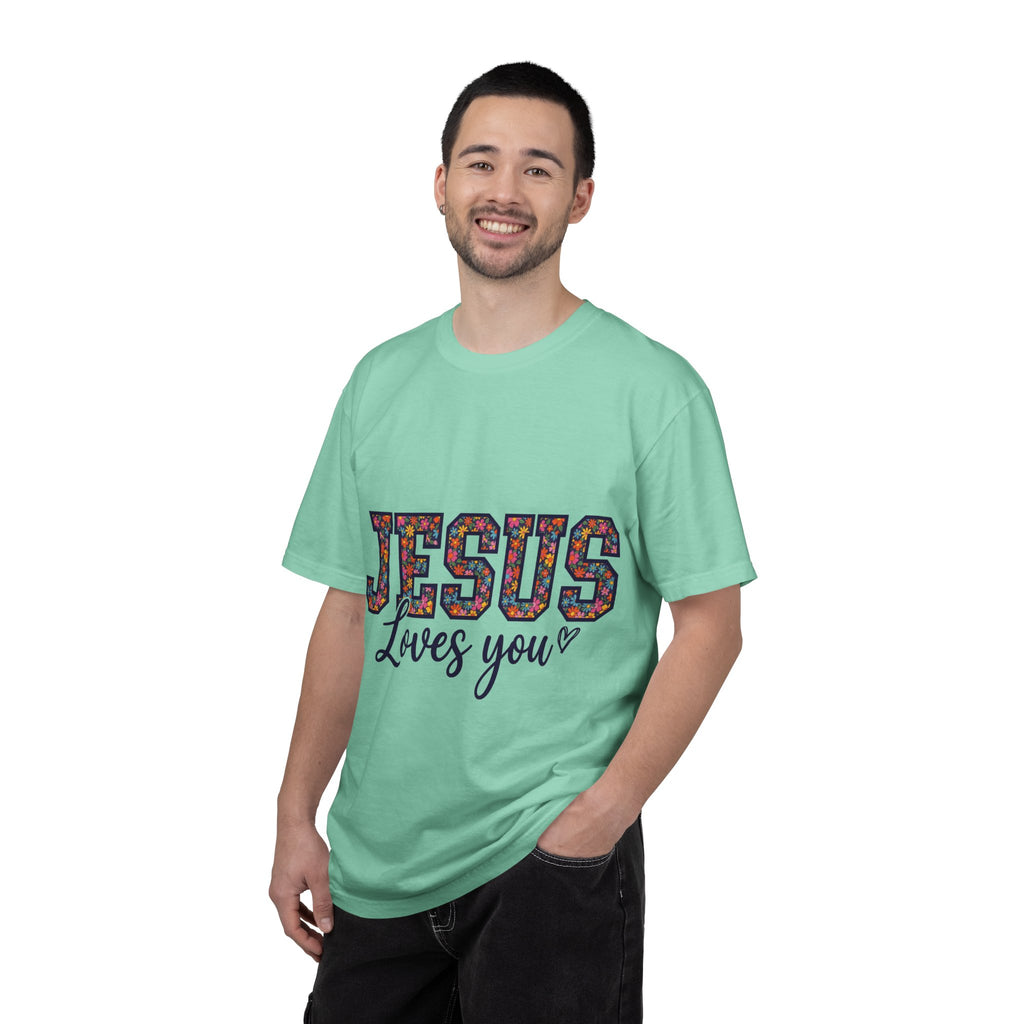 Jesus Loves You Shirt, Floral Varsity Christian Tee, Faith Statement Shirt, Church Gift