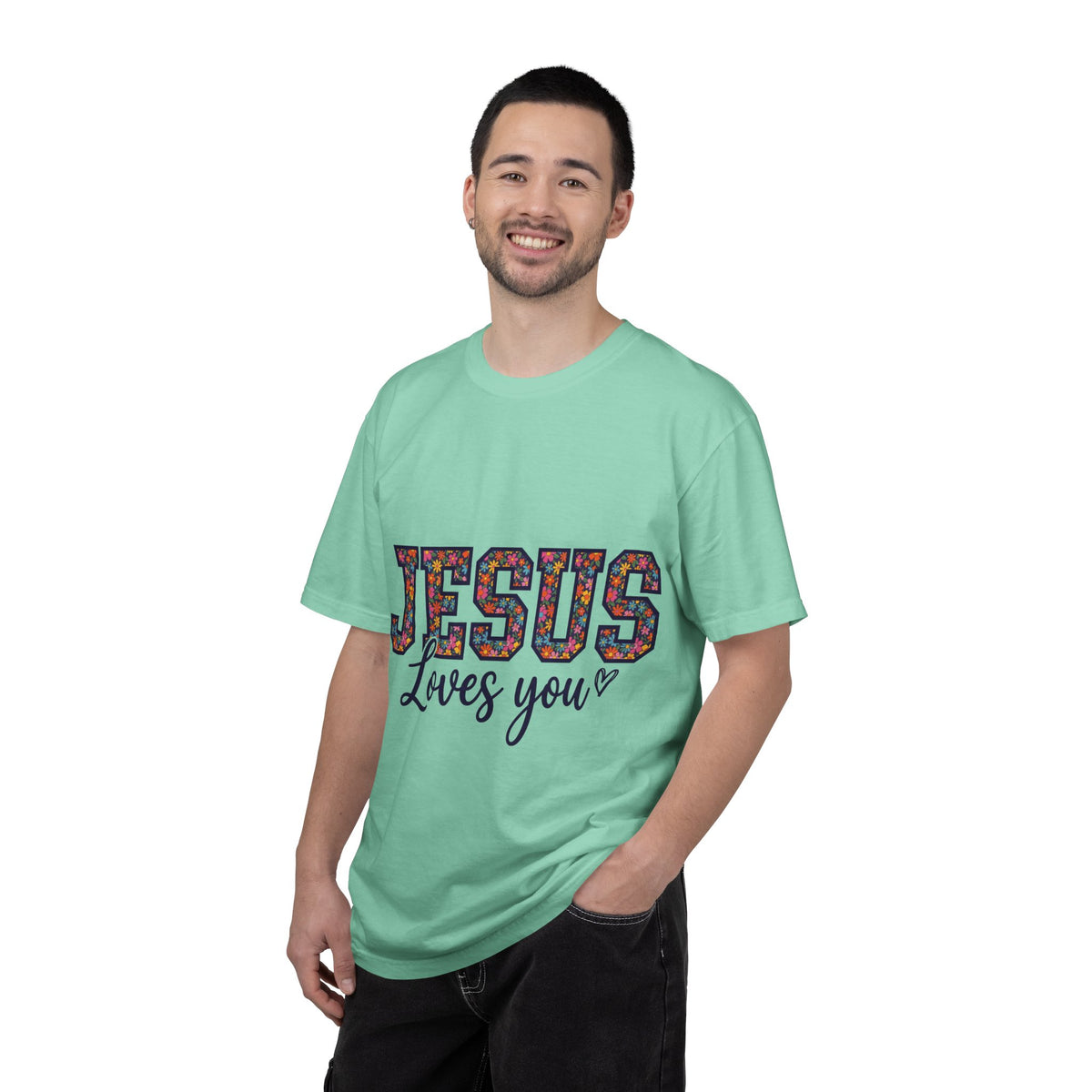 Jesus Loves You Shirt, Floral Varsity Christian Tee, Faith Statement Shirt, Church Gift