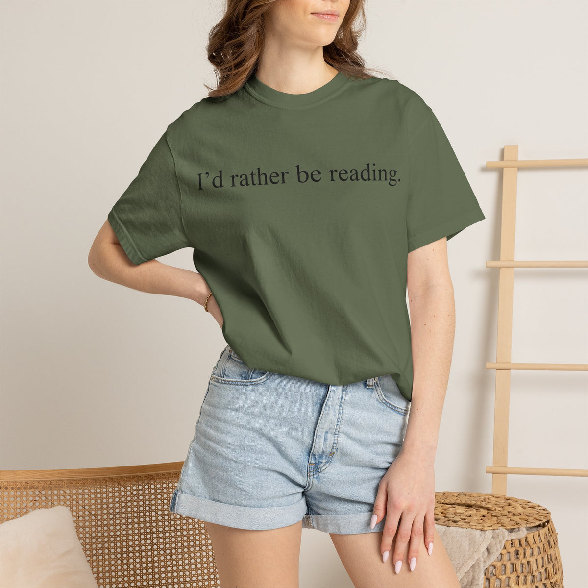 I'd Rather Be Reading Classic Shirt, Serif Book Lover Tee, Simple Bookworm Shirt, Reader Gift