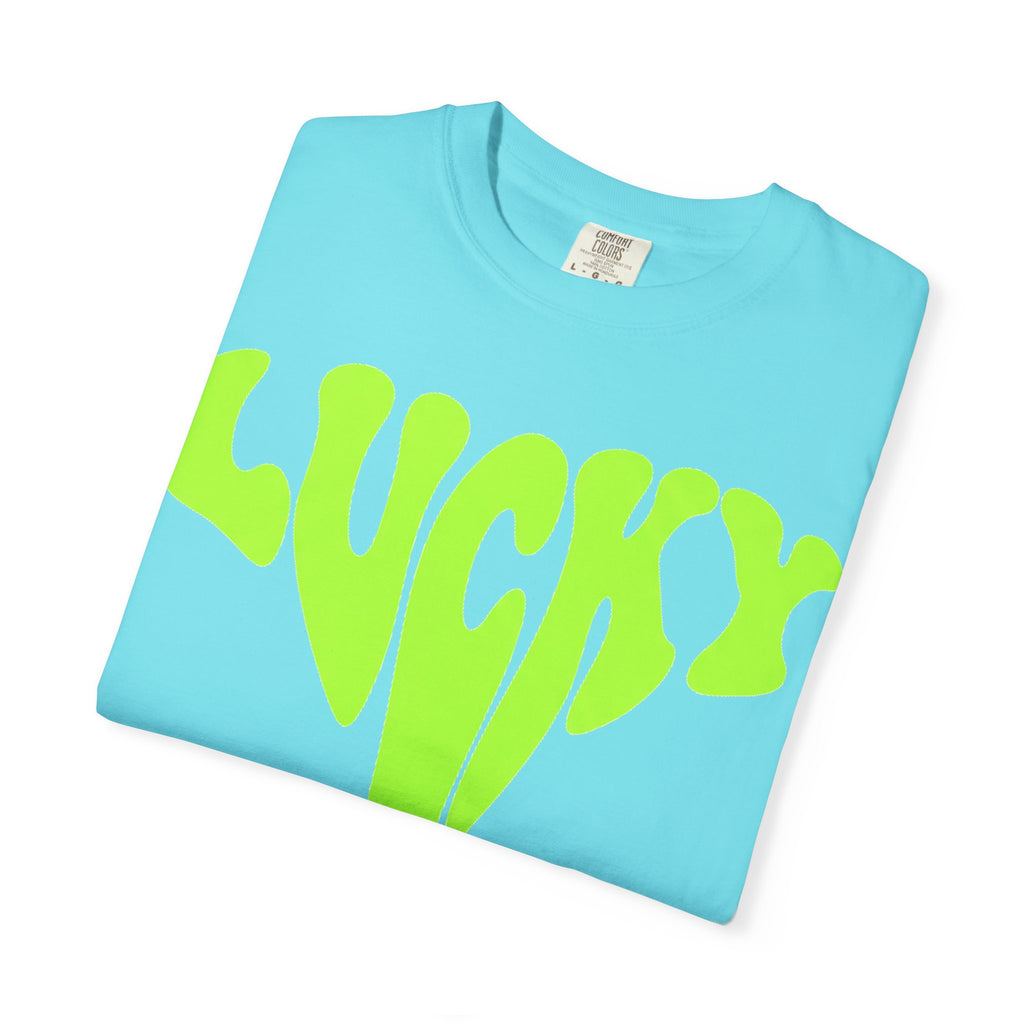 Lucky Drip Shirt, Neon Psychedelic Lettering Tee, Trippy St Patricks Day Shirt, Rave Gift