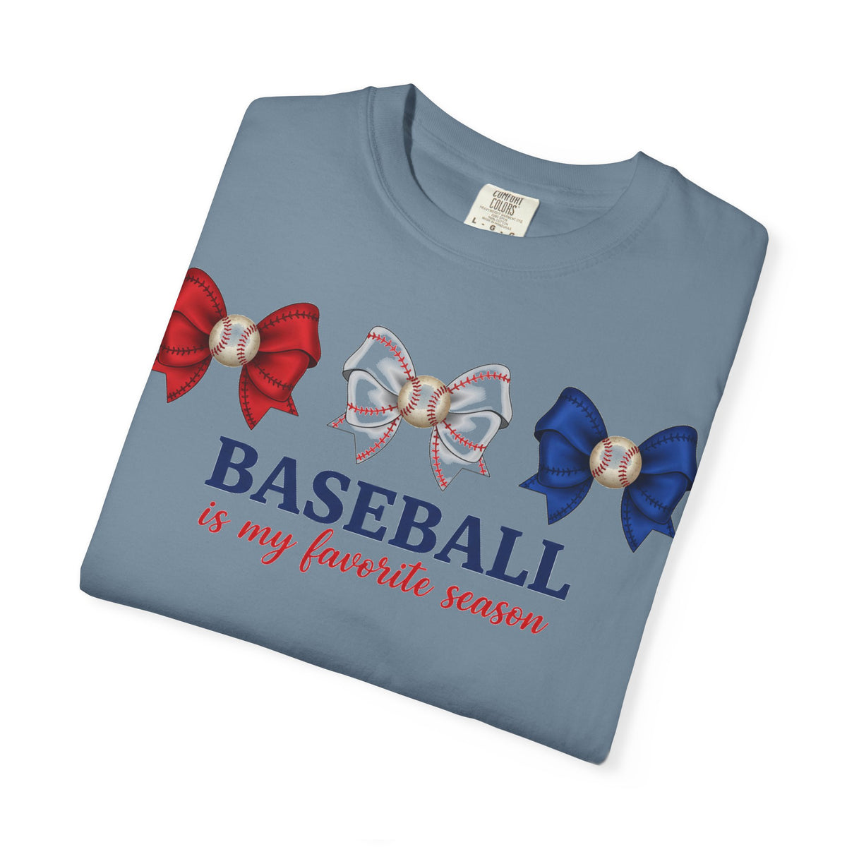 Baseball Is My Favorite Season Shirt, Red White Blue Bows Tee, Baseball Mama Shirt, Opening Day Gift