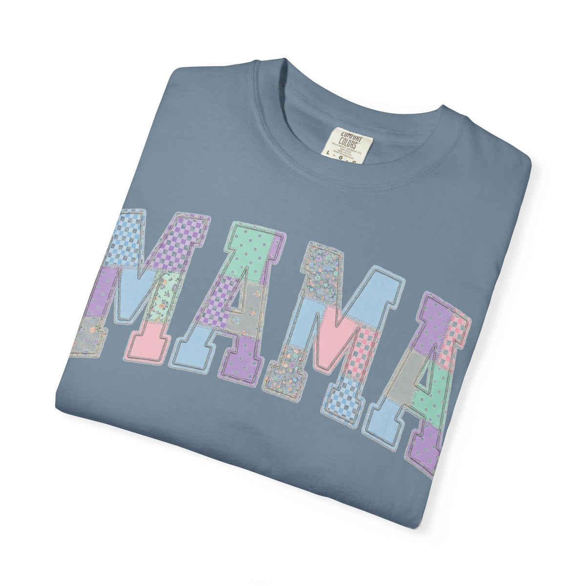 Mama Patchwork Shirt, Pastel Faux Applique Varsity Tee, Shabby Chic Mom Shirt, Mothers Day Gift