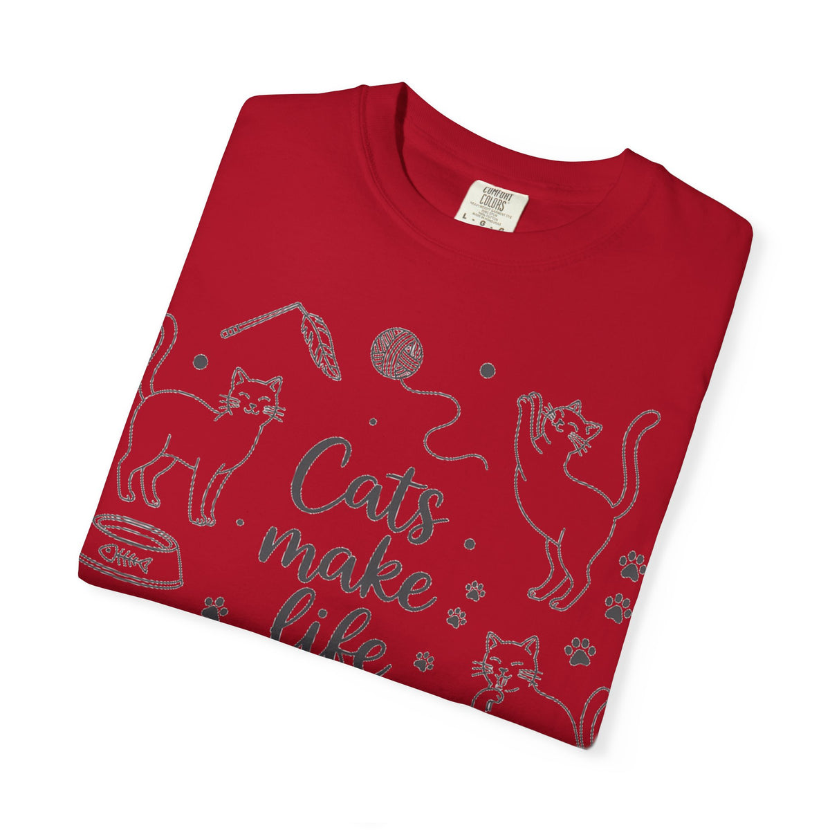 Cats Make Life Better Tall Shirt, Line Art Cat Collage Tee, Cat Lover Shirt, Cat Mom Gift
