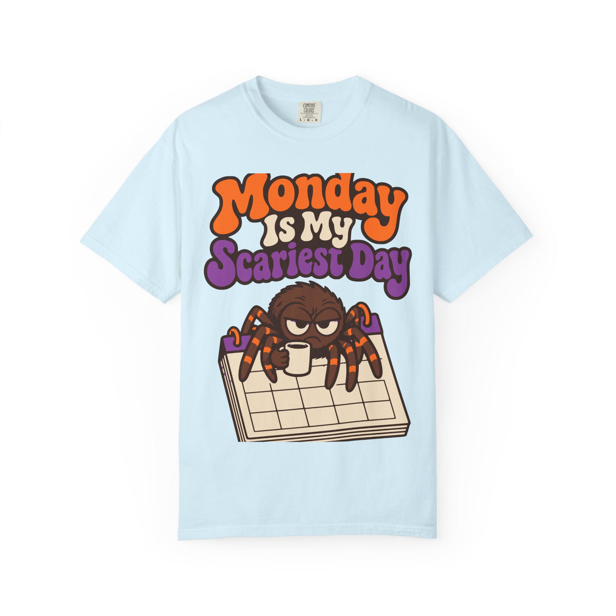 Monday Is My Scariest Day Halloween Shirt, Funny Spider Coffee Tee, Retro Spooky Humor