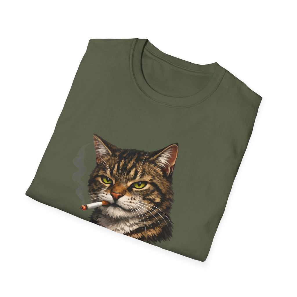 Smoking Cat T-Shirt — Retro Tabby Graphic Tee for Cat Lovers