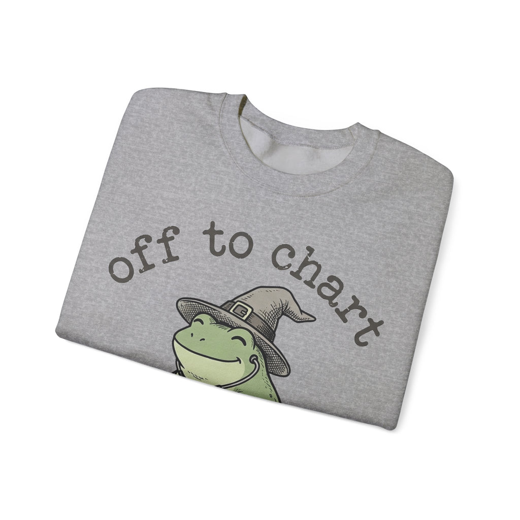 Off To Chart Frog Nurse Sweatshirt, Witch Hat Frog on Scooter Sweatshirt, Funny Halloween Nurse Sweatshirt, Spooky Nursing Student Gift, RN