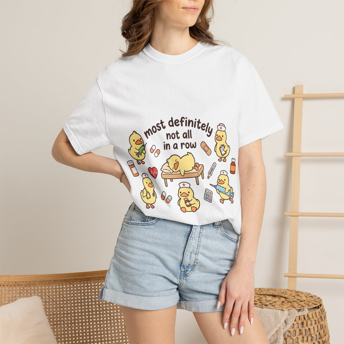 Most Definitely Not All In A Row Shirt, Funny Nurse Duck Tee, Cute Duckling Nurse Shirt, RN Gift