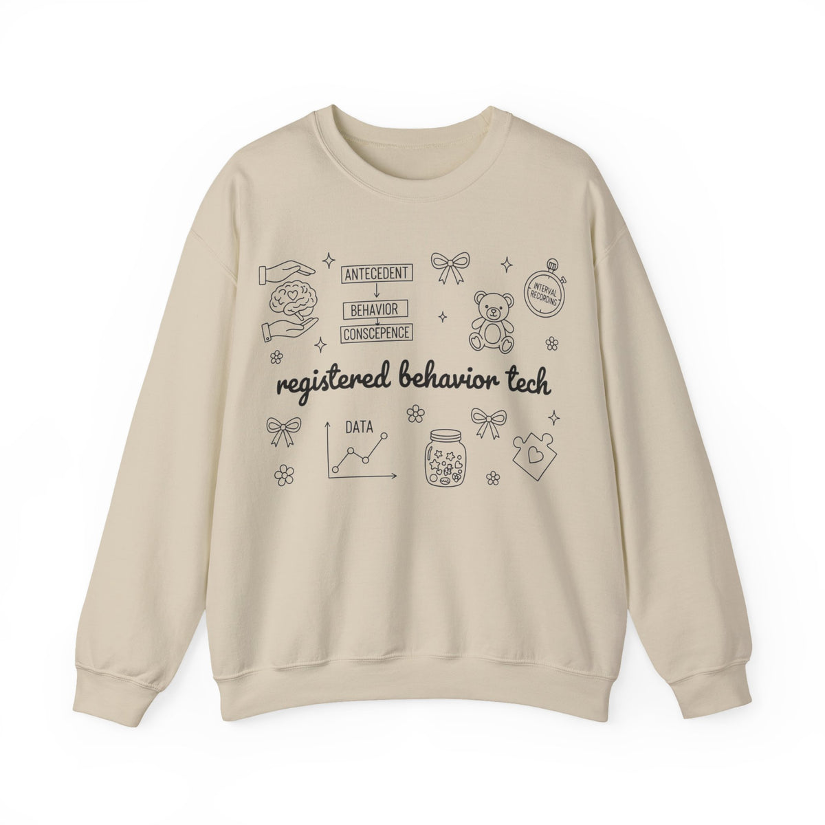Registered Behavior Tech Sweatshirt, RBT Doodle Sweatshirt, ABA Therapist Gift, Behavior Analyst Sweatshirt, BCBA Appreciation Sweatshirt, A