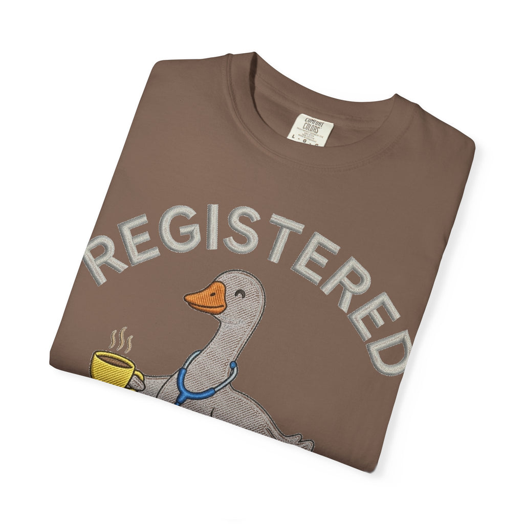 Registered Silly Goose Straight Text Shirt, Embroidered Look Nurse Goose Tee, Funny RN Shirt, Nurse Gift