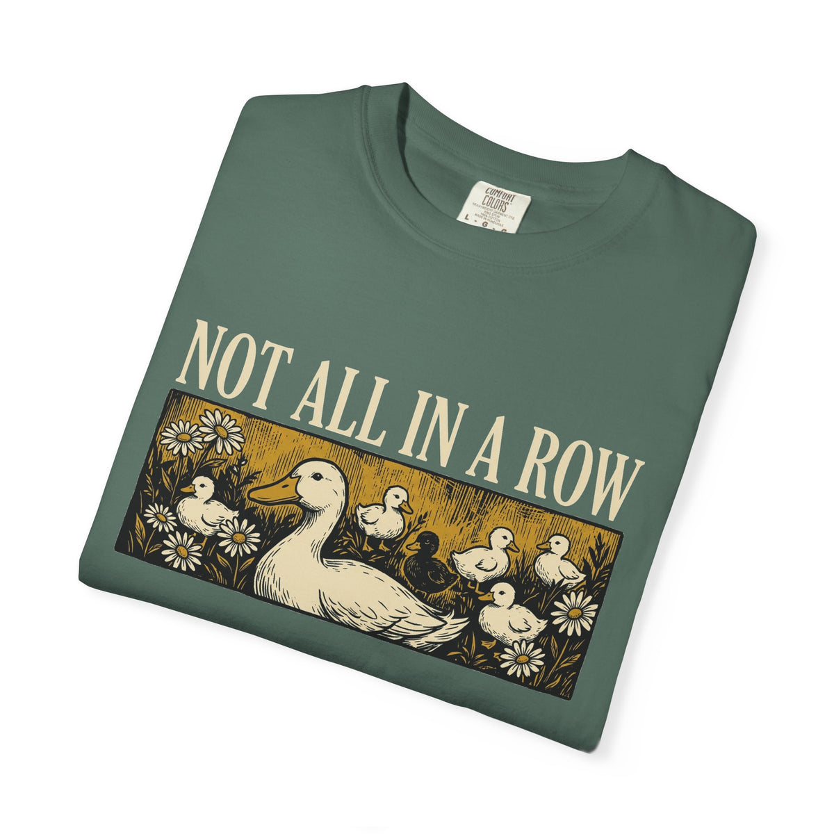 Not All In A Row Gold Panel Shirt, Woodcut Duck Family Tee, Folk Art Duck Shirt, Funny Gift