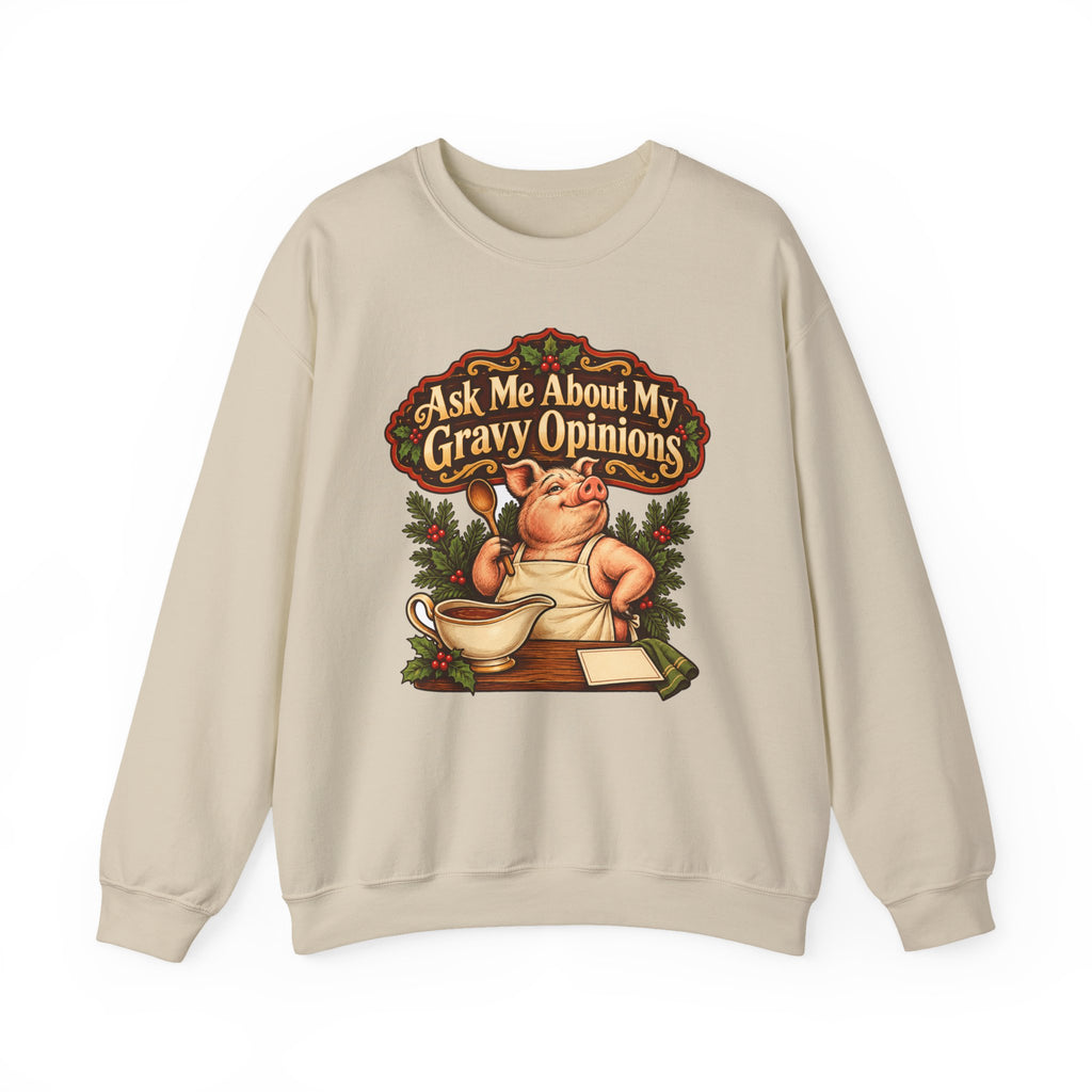 Funny Thanksgiving Dad Sweatshirt Ask Me About My Gravy Opinions Shirt, Funny Holiday Gift Tee, Christmas Gift Idea
