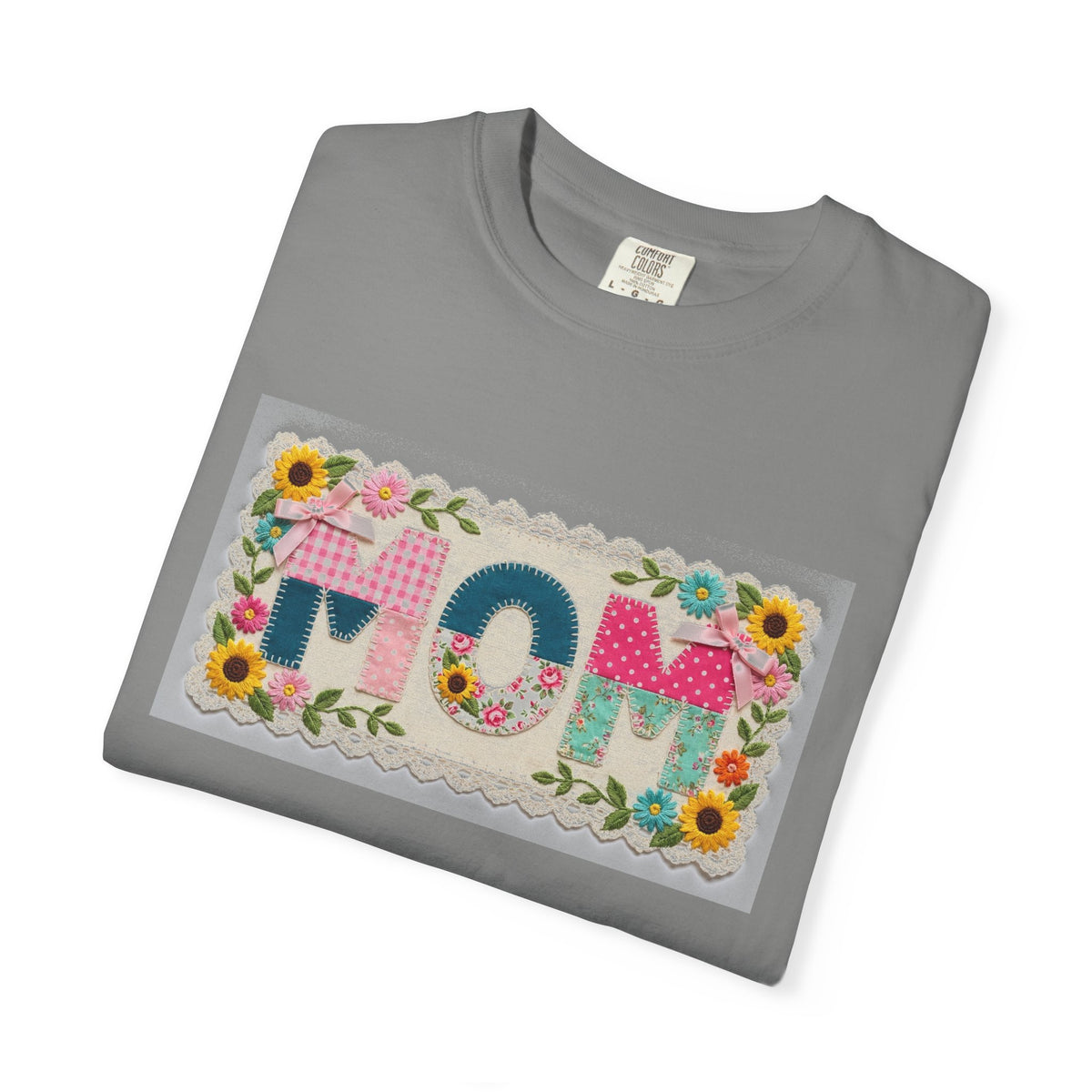 Mom Floral Applique Shirt, Faux Embroidery Sunflower MOM Tee, Mothers Day Shirt, Mom Gift