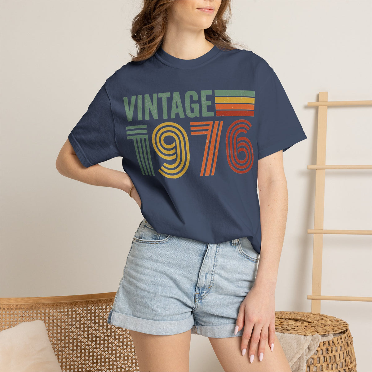 Vintage 1976 Wide Shirt, Retro Striped Birth Year Tee, 50th Birthday Shirt, 1976 Gift
