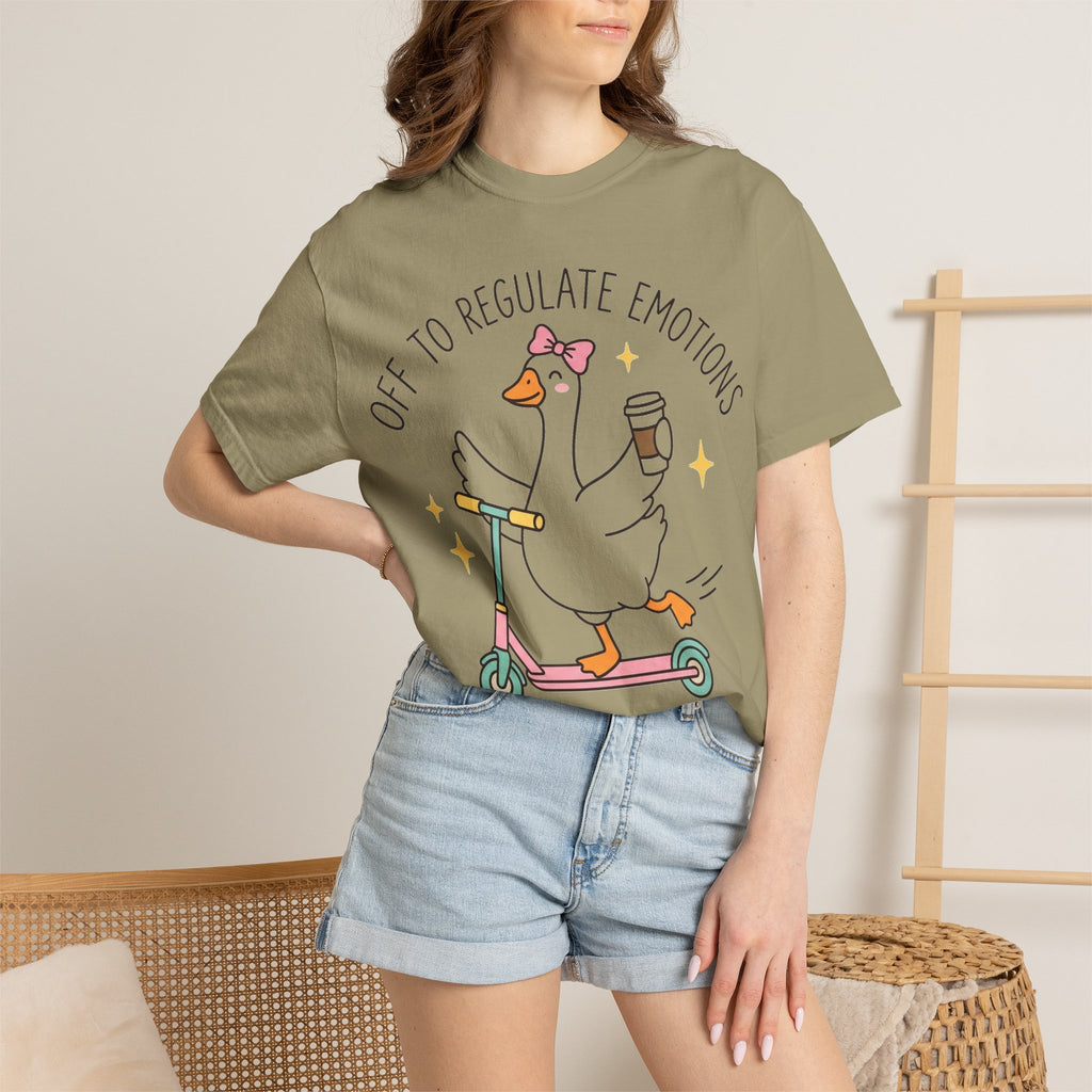 Off To Regulate Emotions Shirt, Funny Therapy Goose Scooter Tee, Mental Health Humor Shirt, Therapist Gift