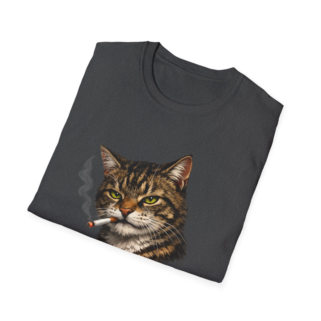 Smoking Cat T-Shirt — Retro Tabby Graphic Tee for Cat Lovers