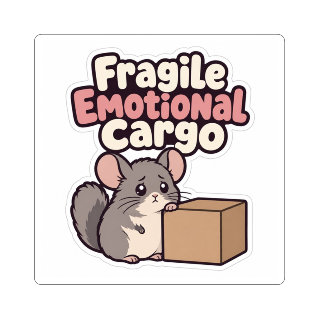 Fragile Emotional Cargo Sticker, Funny Laptop Decal, Cute Chinchilla Vinyl Sticker