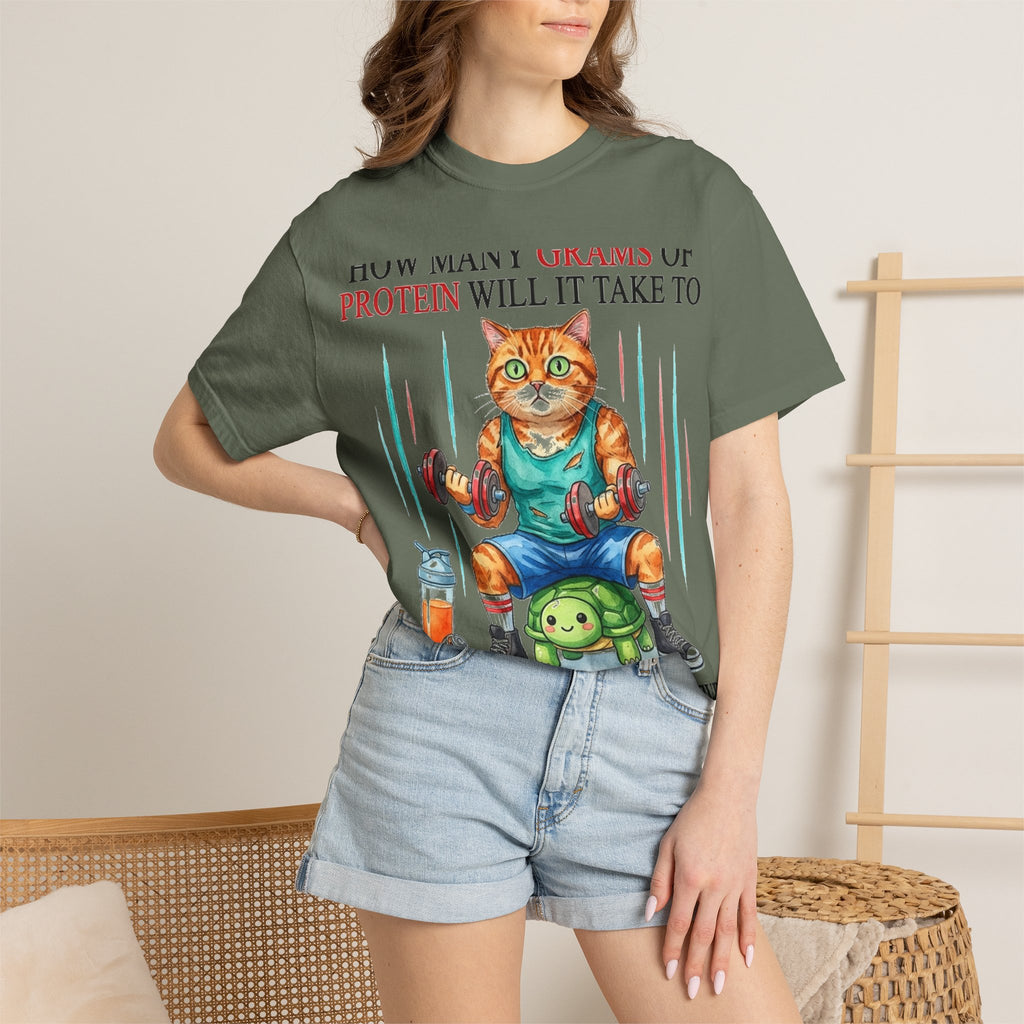 How Many Grams Of Protein Will It Take To Restore The Light In My Eyes Shirt, Funny Gym Cat Tee, Burnout Humor Shirt, Lifter Gift
