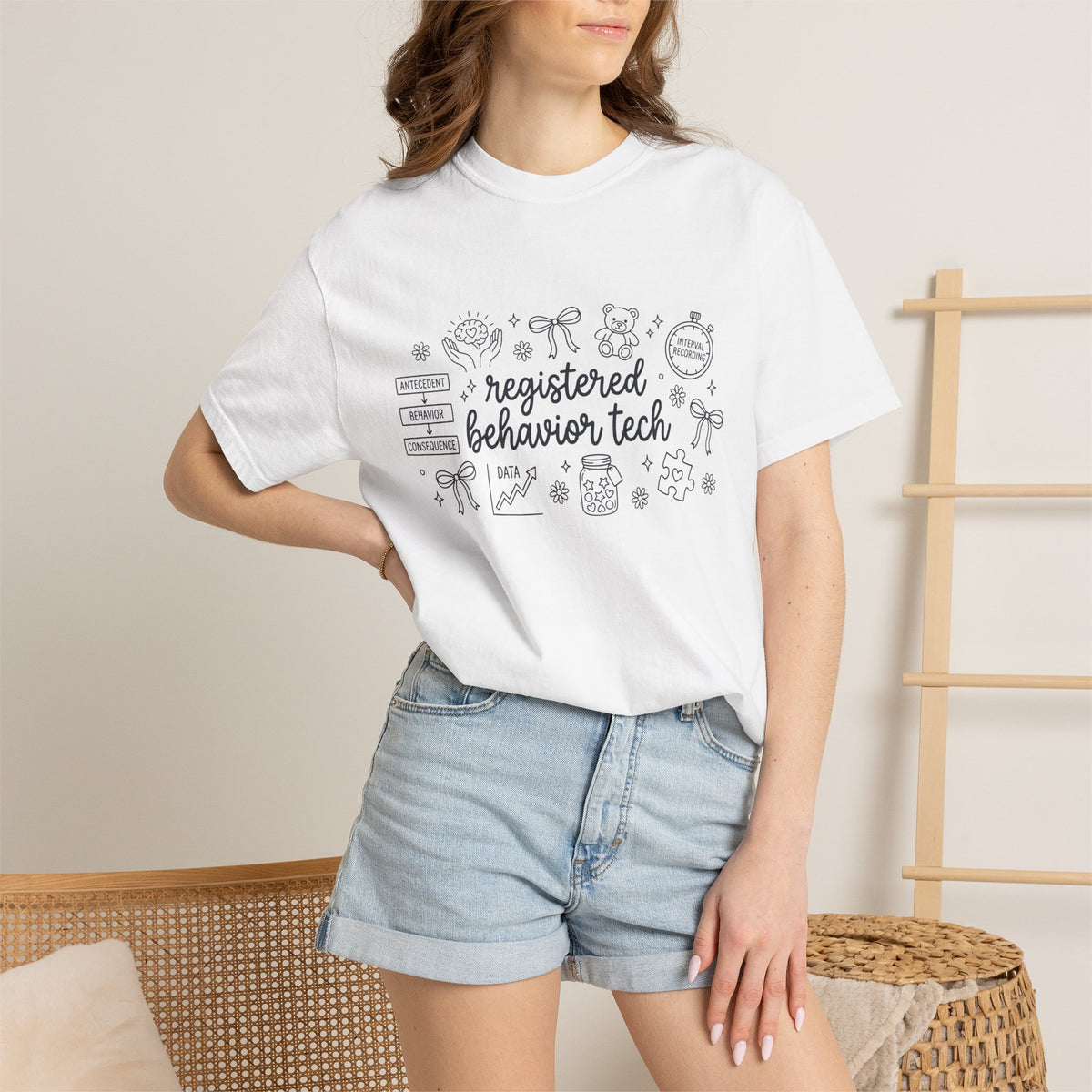 Registered Behavior Tech Script Shirt, ABA Therapy Doodle Tee, RBT Gift Shirt, Behavior Technician Tee