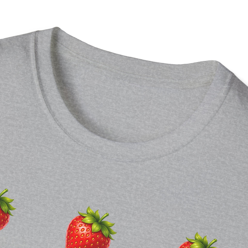 Strawberry Grid T-Shirt — Cute Retro Fruit Pattern Tee