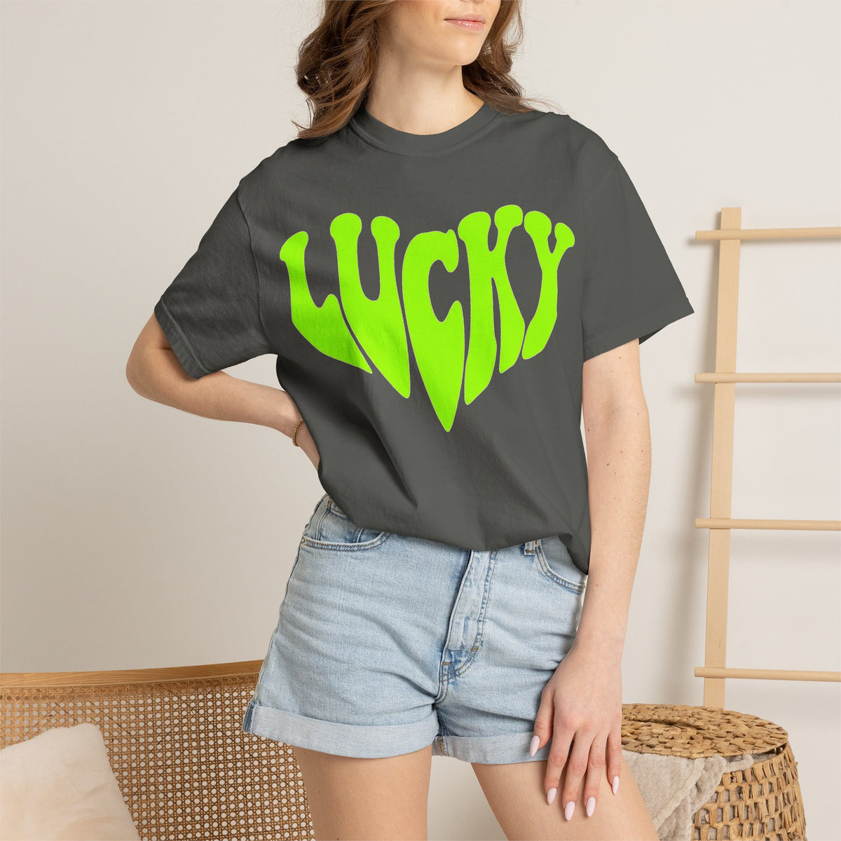 Lucky Melting Letters Shirt, Neon Green Trippy Tee, Psychedelic St Patricks Shirt, Festival Gift