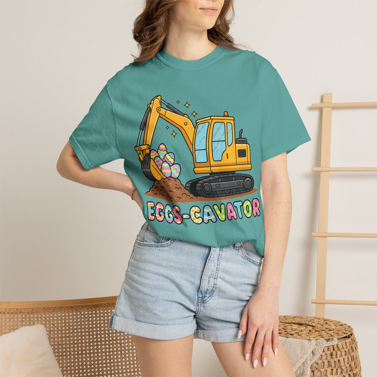 Eggs-Cavator Big Digger Shirt, Easter Excavator Tee, Construction Easter Shirt, Kids Easter Gift