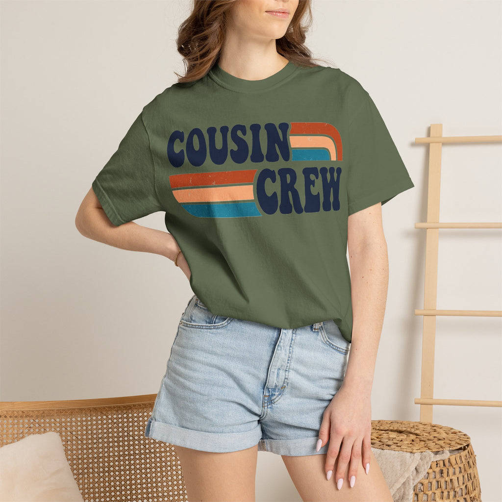 Cousin Crew Rainbow Stripe Shirt, Retro Family Reunion Tee, Matching Cousins Shirt, Family Gift