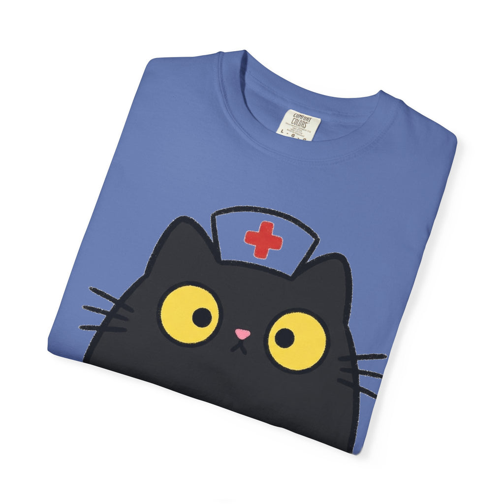 Kawaii Black Cat Nurse Shirt, Cute Cat In Nurse Cap Tee, Funny Nurse Cat Shirt, RN Gift