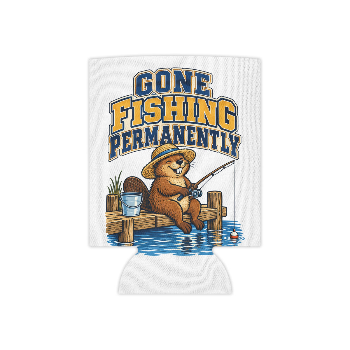 Gone Fishing Permanently Can Cooler, Funny Beer Can Sleeve, Retirement Gift Stocking Stuffer