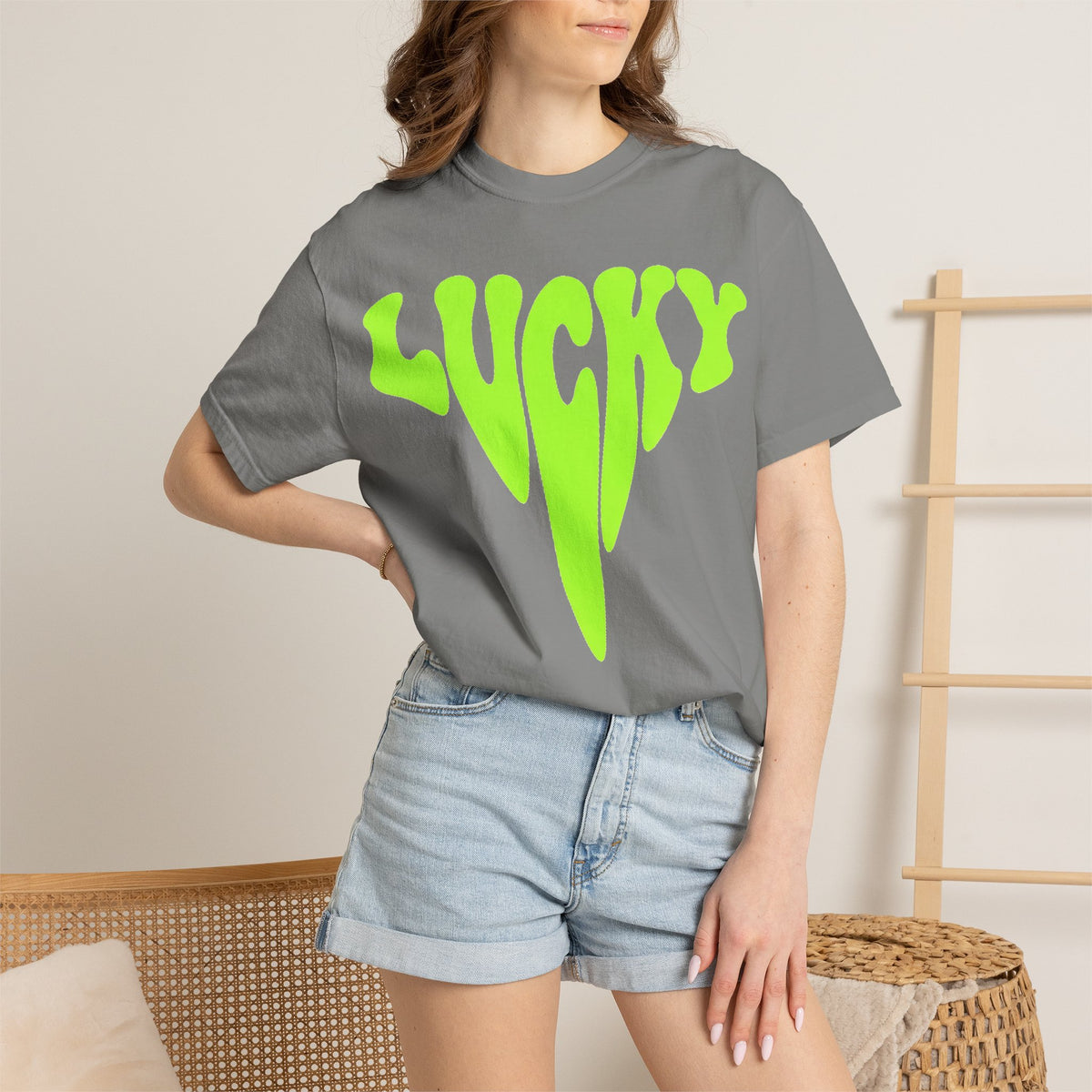 Lucky Drip Shirt, Neon Psychedelic Lettering Tee, Trippy St Patricks Day Shirt, Rave Gift