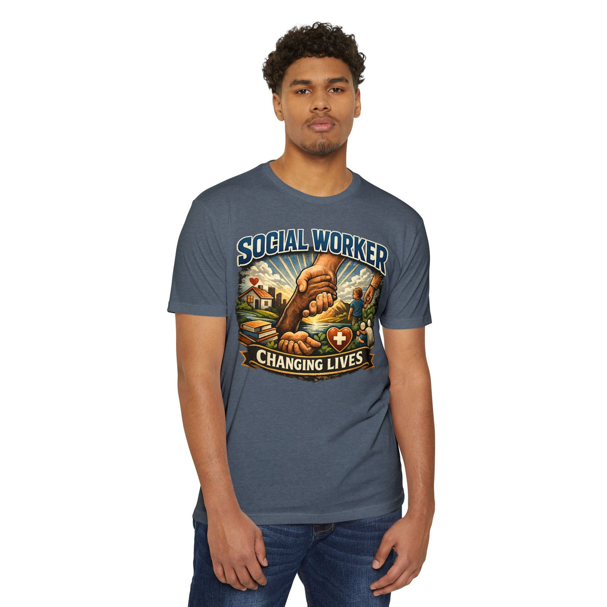 Social Worker T-Shirt — "Changing Lives" Graphic Tee for Caregivers & Advocates
