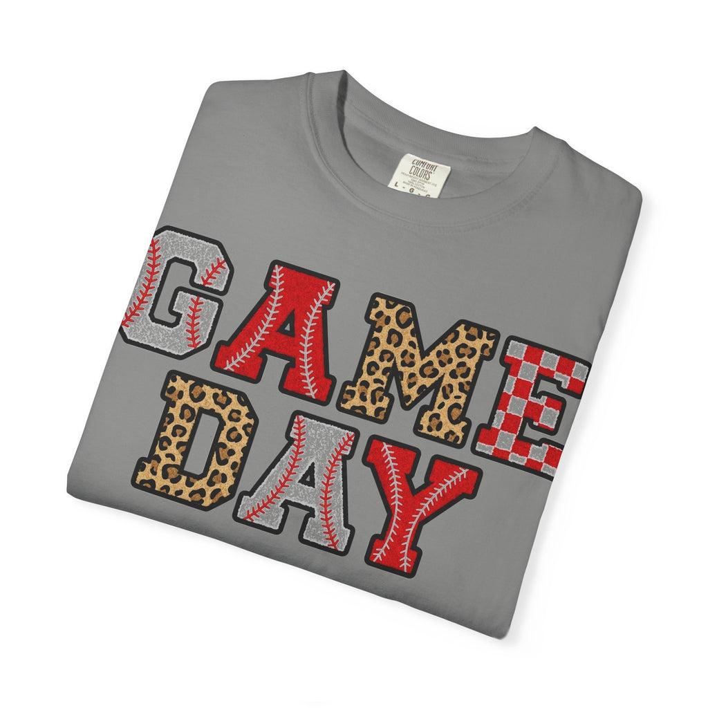 Game Day Varsity Patch Shirt, Baseball Leopard Letter Tee, Sports Mom Shirt, Baseball Mom Gift