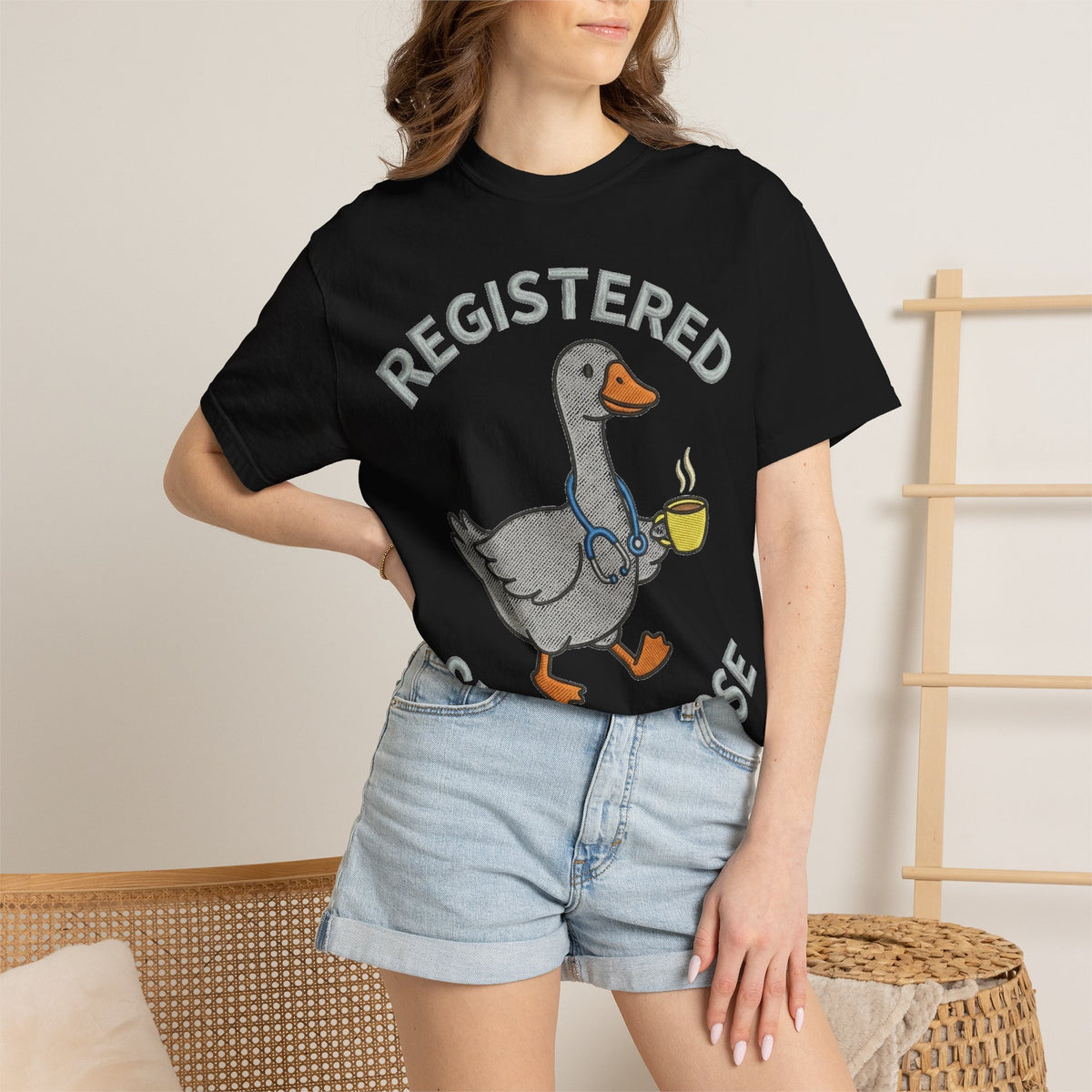 Registered Silly Goose Shirt, Faux Embroidery Nurse Goose Tee, Funny RN Shirt, Nurse Gift