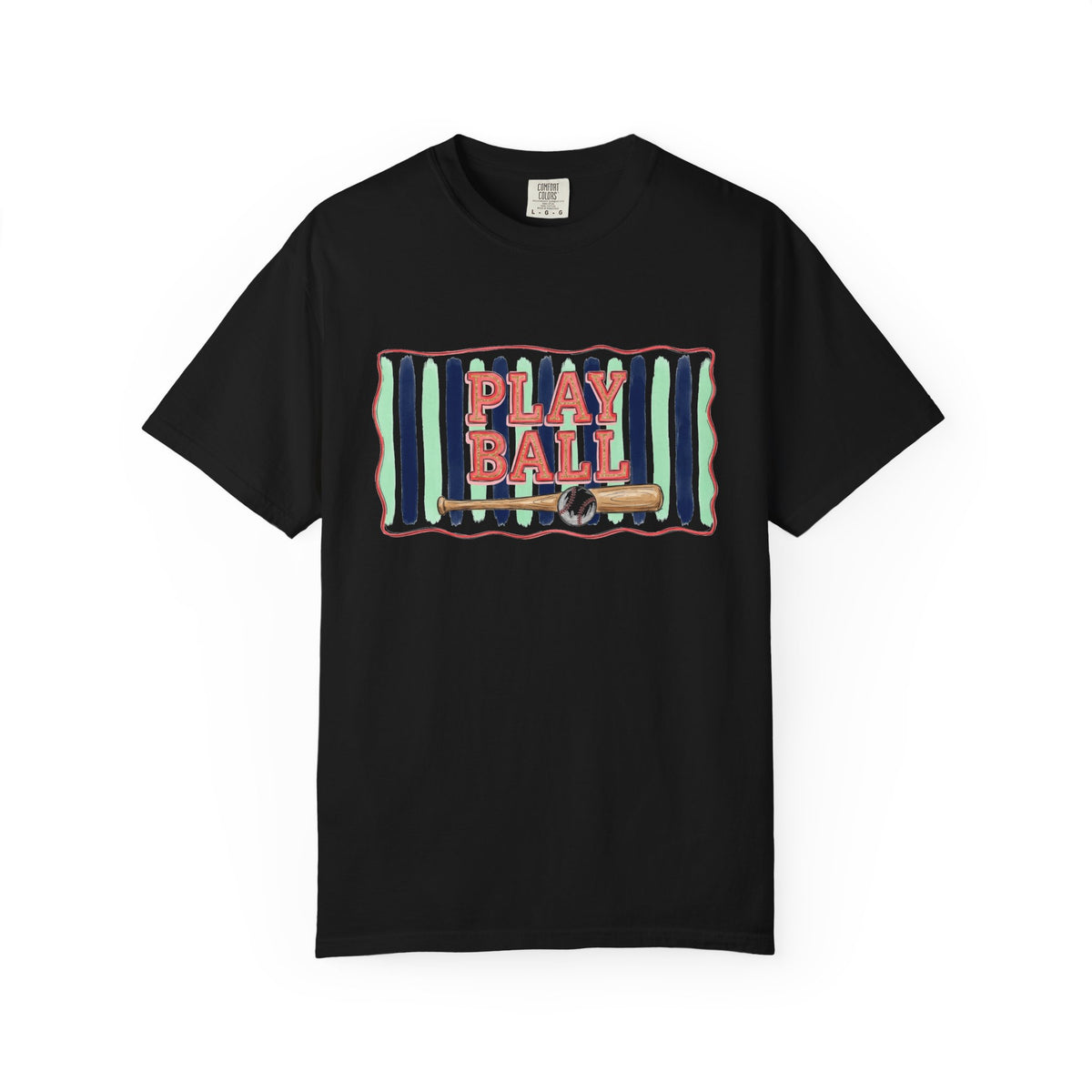 Play Ball Shirt, Painted Stripe Baseball Tee, Vintage Baseball Mom Shirt, Game Day Gift