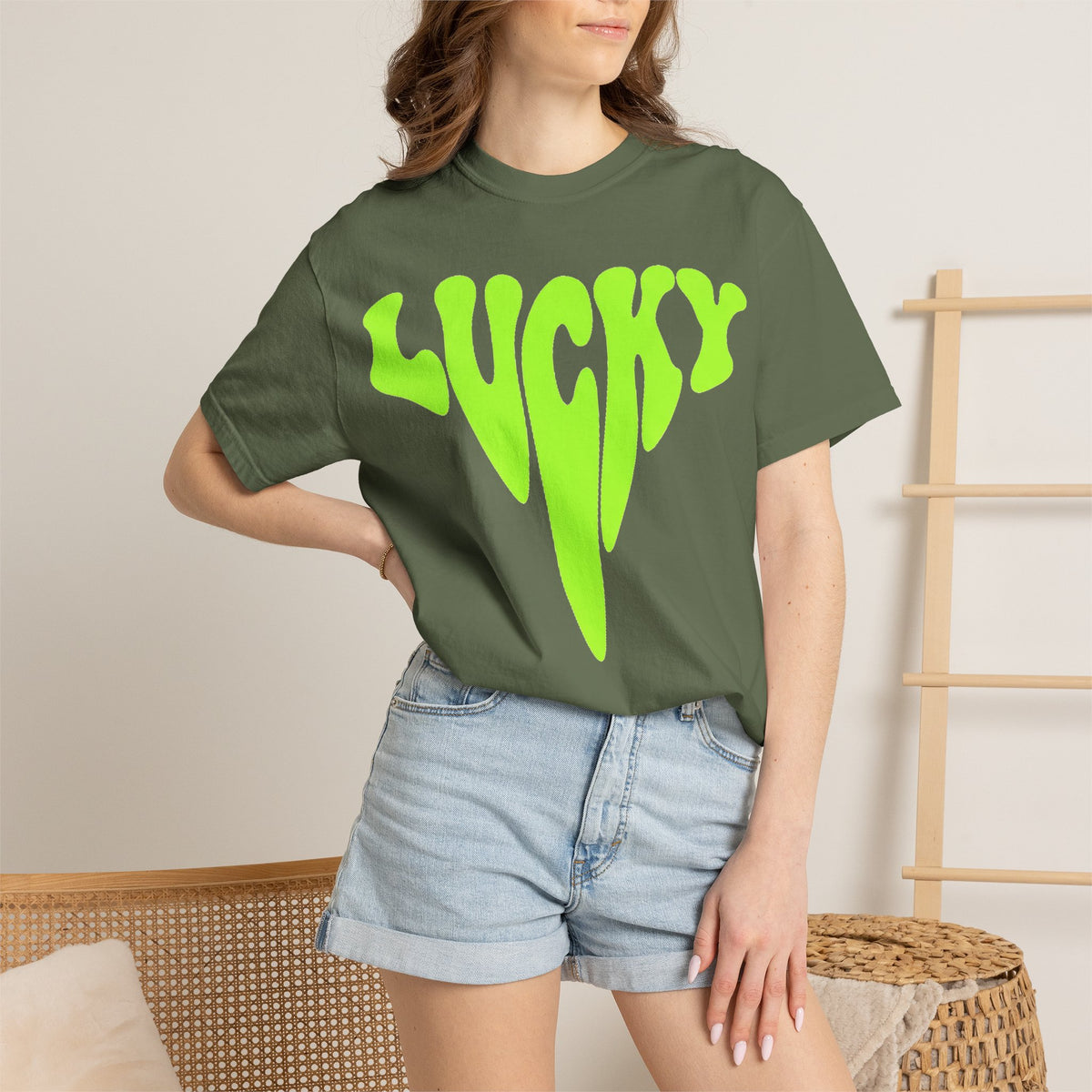 Lucky Drip Shirt, Neon Psychedelic Lettering Tee, Trippy St Patricks Day Shirt, Rave Gift