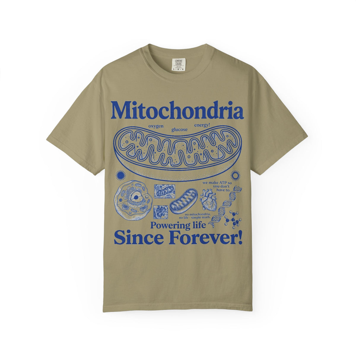 Mitochondria Powering Life Since Forever Tall Shirt, Retro Biology Poster Tee, Science Teacher Shirt, Nerd Gift