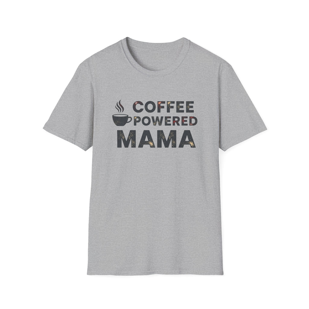 Coffee Powered Mama Shirt, Funny Mom Coffee Tee, Distressed Coffee Cup Shirt, New Mom Gift