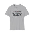Coffee Powered Mama Shirt, Funny Mom Coffee Tee, Distressed Coffee Cup Shirt, New Mom Gift