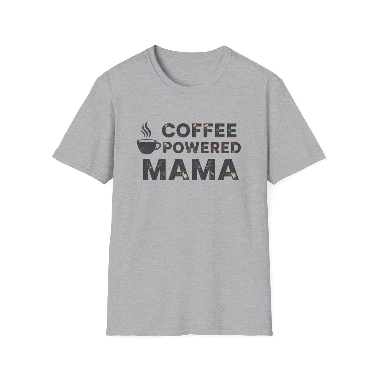 Coffee Powered Mama Shirt, Funny Mom Coffee Tee, Distressed Coffee Cup Shirt, New Mom Gift