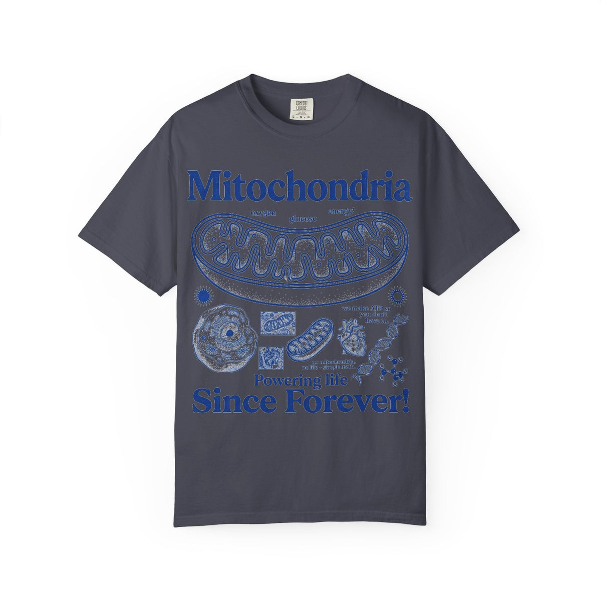Mitochondria Powering Life Since Forever Tall Shirt, Retro Biology Poster Tee, Science Teacher Shirt, Nerd Gift