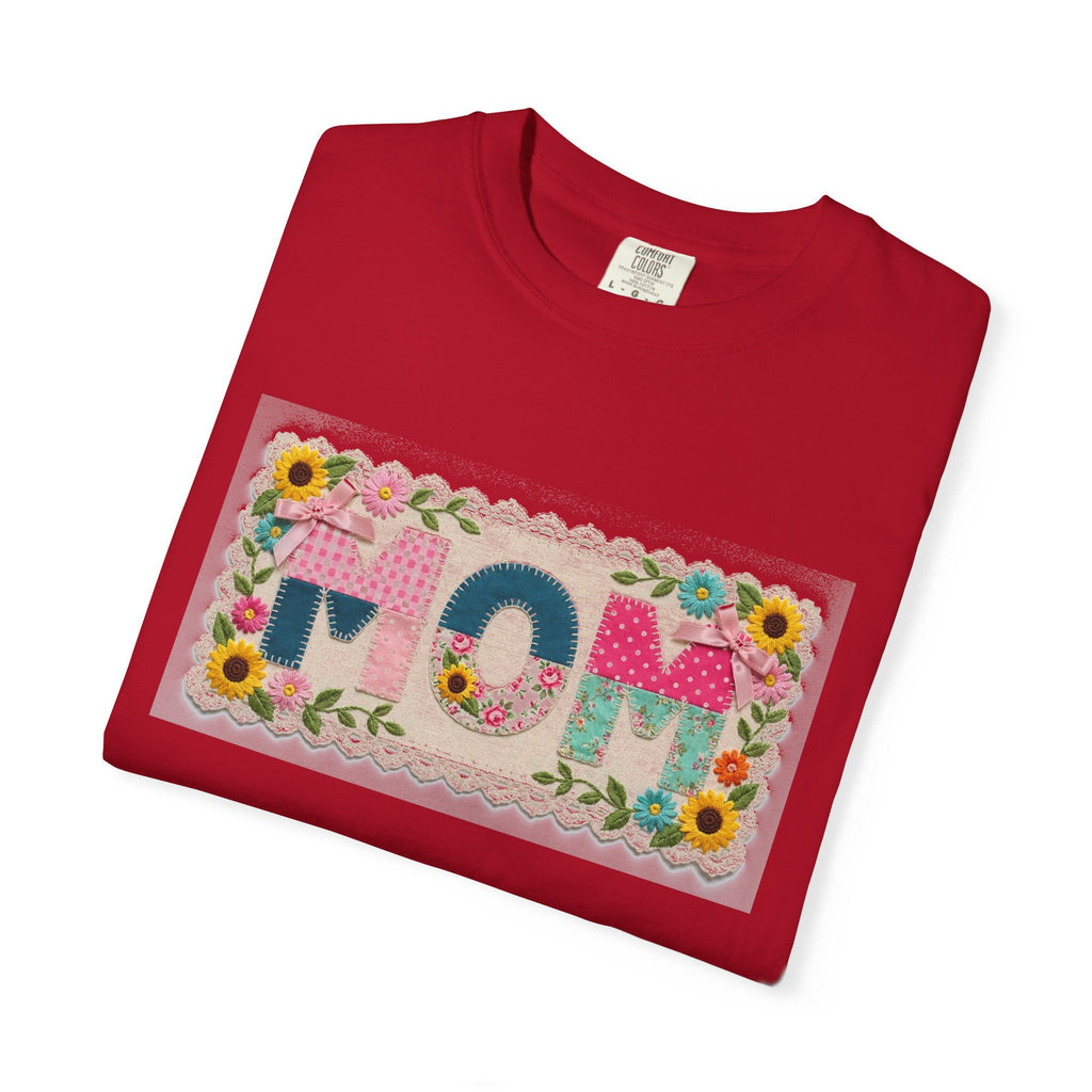 Mom Floral Applique Shirt, Faux Embroidery Sunflower MOM Tee, Mothers Day Shirt, Mom Gift