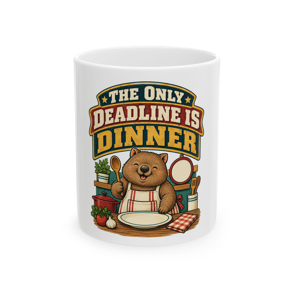 The Only Deadline Is Dinner Mug, Funny Retirement Gift for Coworker, Retired Christmas Gift, Coffee Mug 11oz 15oz