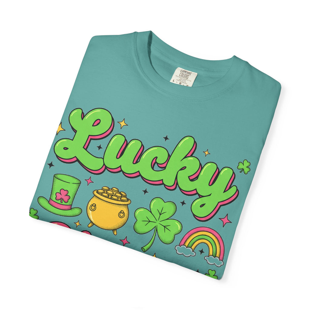 Lucky Charm Pink Shirt, Groovy St Patricks Day Tee, Rainbow Clover Shirt, Irish Gift